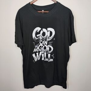 PFR New York God Tee Shirt Black Mens Large Religious Christian God Can God Will